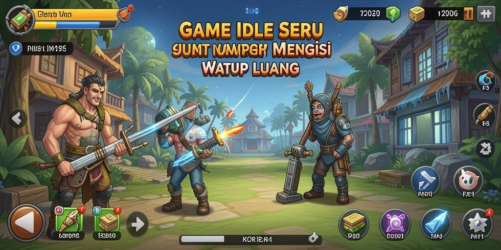 Screenshot gameplay D06 yang menampilkan karakter yang berkembang dalam permainan Idle.