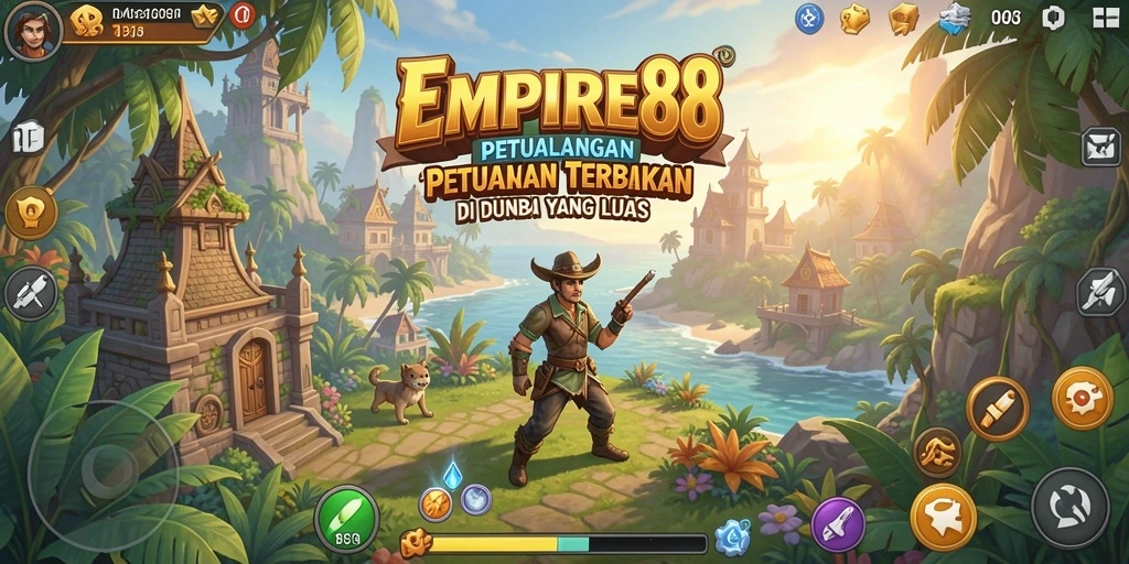 Tangkapan layar EMPIRE88 menampilkan dunia Open World yang kaya dan detail.