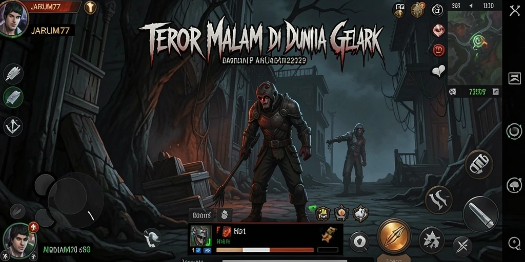 Gameplay mencekam JARUM77 dengan suasana horor yang intens.