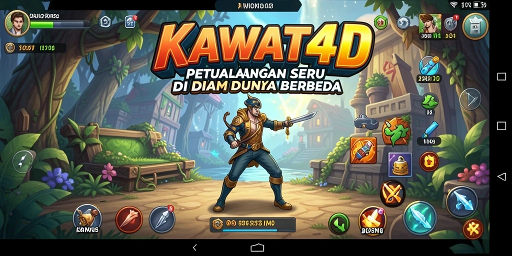 Screenshot utama KAWAT4D menampilkan aksi seru dalam dunia petualangan.