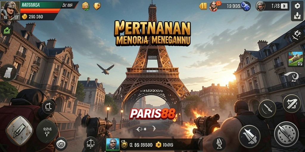 Tampilan gameplay seru dari PARIS88 di medan perang Tower Defense.