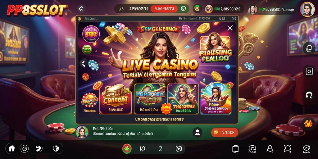 Tampilan gameplay Live Casino di PP8SLOT yang memukau dan interaktif.