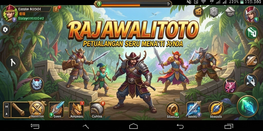 Screenshot utama RAJAWALITOTO menampilkan karakter dalam aksi petualangan.