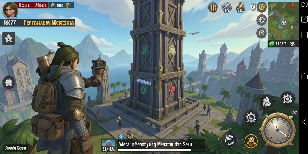 Tangkapan layar menampilkan gameplay menara pertahanan yang mendebarkan.