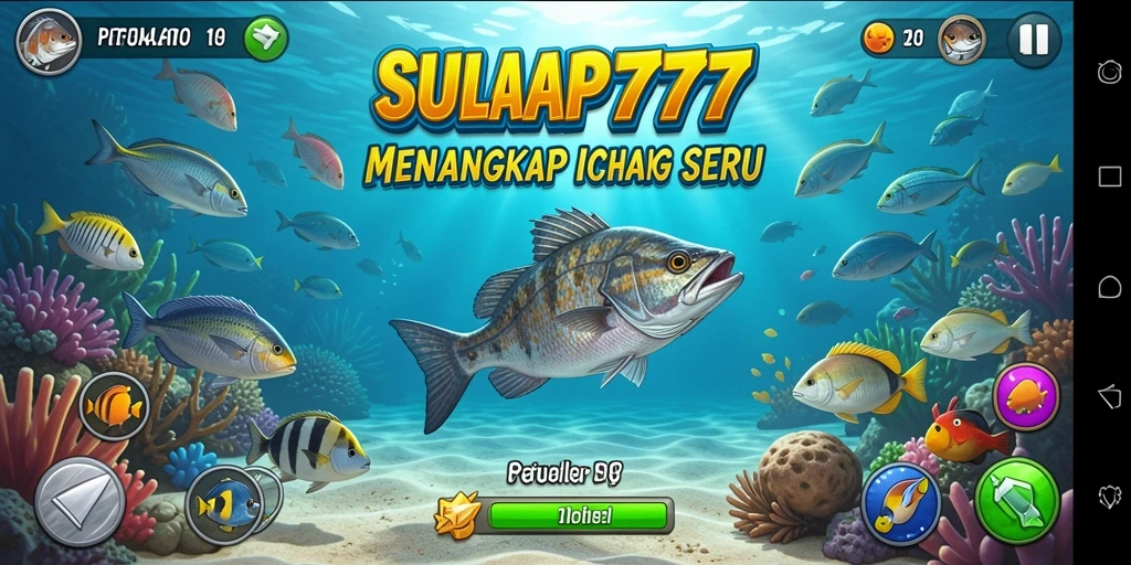 Tampilan gameplay SULAP777 yang menampilkan aksi menangkap ikan.
